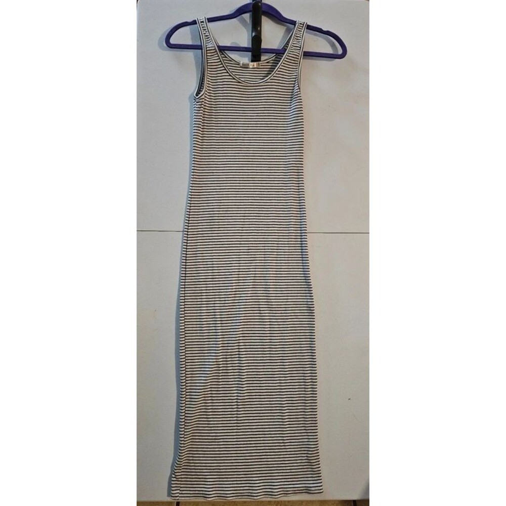 Heart & Hips Black and White Striped Ribbed Tank Midi Dress S
